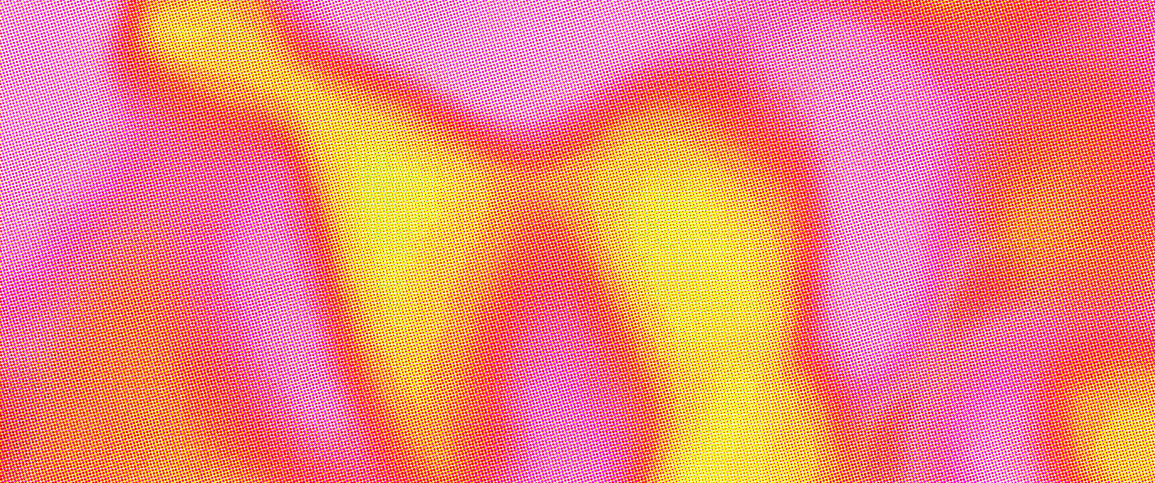 we_coded Branded Halftone Gradient, pixellated version of a heat-map looking graphic using pink, orange, and yellow.