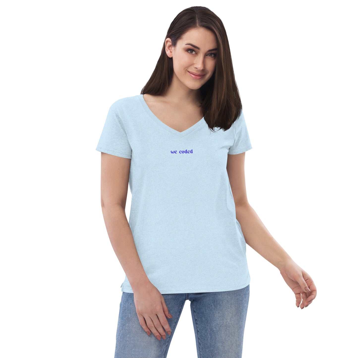 WeCoded 2023 Light Blue Fitted V-Neck Shirt